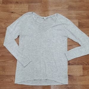 American Eagle Outfitters Light Gray V-Neck Sweatshirt